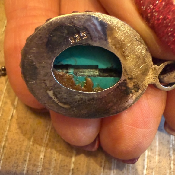 Turquoise and Sterling silver 925 Pendant Necklace - Picture 5 of 5